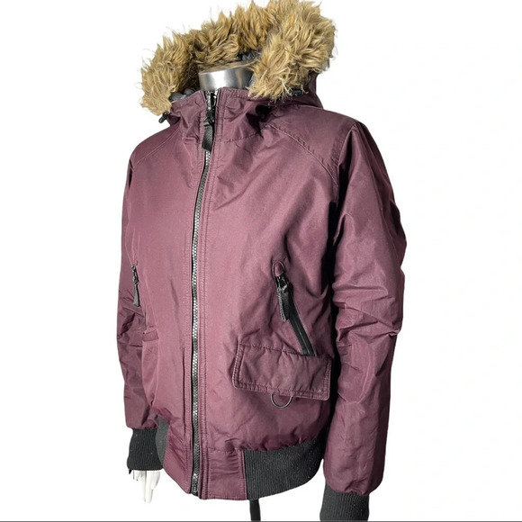 🛍️3/$40 Reversible Bomber Jacket w/ Faux Fur  Trim on Hood Winter Coat - Picture 6 of 12